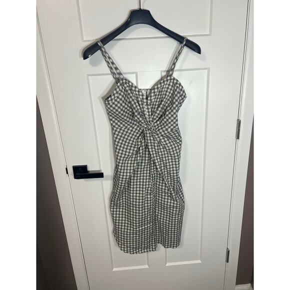 NWOT Womens Buckle Mustard Seed Gingham Twist Front Sleeveless Dress Sz M Medium - Picture 5 of 10
